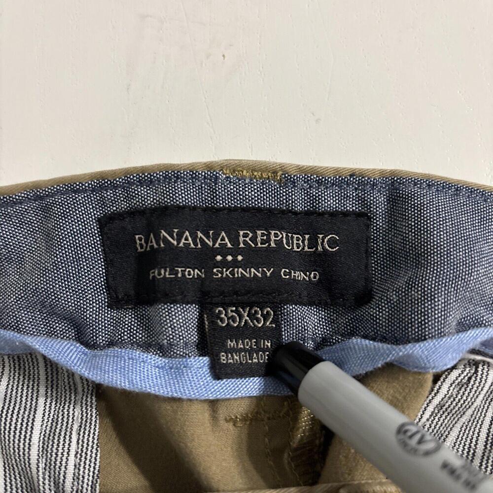 Banana Republic Fulton Skinny Chino Size 35X32 Men's Khaki Casual Dress Pants - Picture 3 of 4